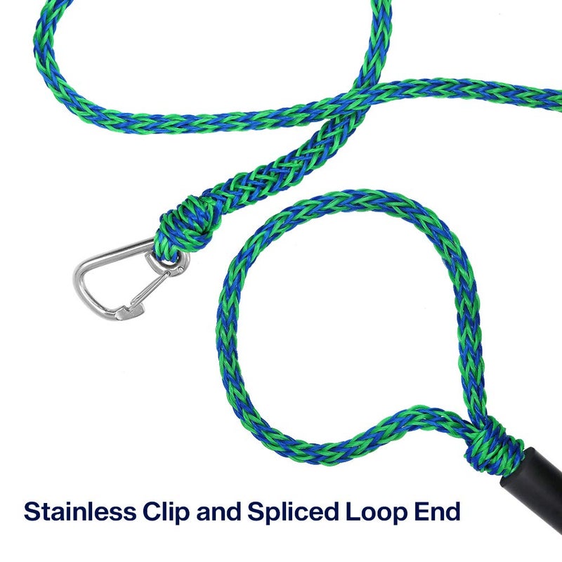 Obcursco خطوط ربط قارب أوبسوركو PWC 1/2"x (7 قدم و 14 قدم)، ملحقات ربط جت سكي لباونتون، خط سحب كاياك مع مشبك من الفولاذ المقاوم للصدأ 316 (أخضر/أزرق) - Image 2